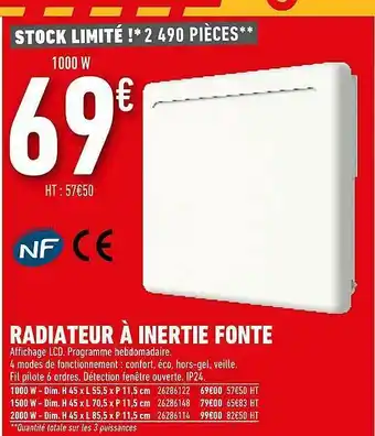 Brico Cash Radiateur à Inertie Fonte offre