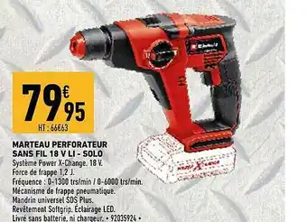 Brico Cash Marteau Perforateur Sans Fil 18 V Li - Solo offre