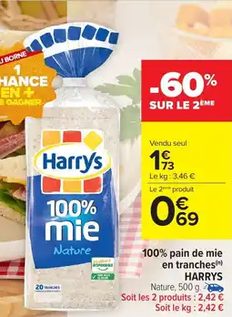 Carrefour Market 100% pain de mie en tranches harrys offre
