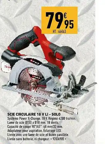 Brico Cash Scie Circulaire 18 V Li - Solo offre