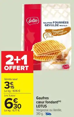 Carrefour Market Gaufres cœur fondant lotus offre