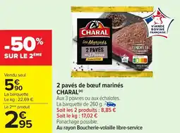 Carrefour Market 2 pavés de bœuf marinés charal offre
