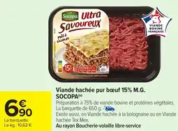 Carrefour Market Viande hachée pur bœuf 15% m.g. socopa offre