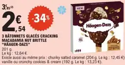 E.Leclerc "HÄAGEN-DAZS" 3 bâtonnets glacés cracking macadamia nut brittle offre
