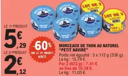 E.Leclerc "PETIT NAVIRE" Morceaux de thon au naturel offre