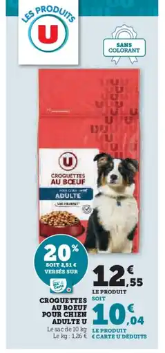 Hyper U U Croquettes au boeuf pour chien adulte offre