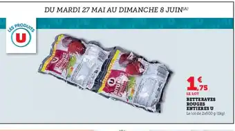 Hyper U Betteraves rouges entieres u offre