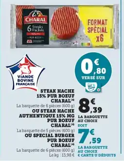 Hyper U CHARAL Steak hache 15% pur boeuf offre
