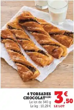 Super U 4 torsades chocolat offre