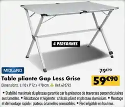 Narbonne accessoires Table pliante gap less grise offre