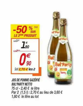 Netto Jus De Pomme Gazéifié Bul'party Netto offre