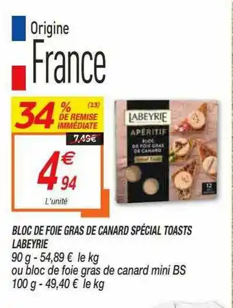 Netto Bloc De Foie Gras De Canard Spécial Toasts Labeyrie offre