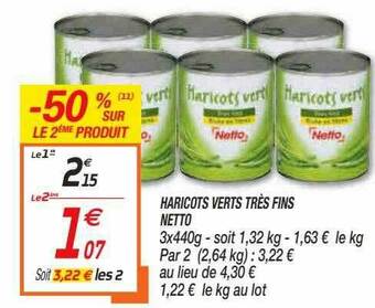 Netto Haricots Verts Très Fins Netto offre