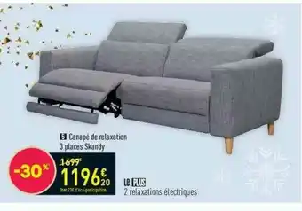 Conforama Canapé De Relaxation 3 Places Skandy offre