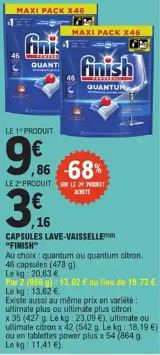 E.Leclerc "FINISH" Capsules lave-vaisselle offre
