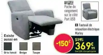 Conforama Fauteuil De Relaxation électrique Marley offre