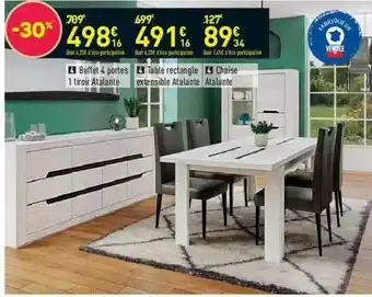 Conforama Buffet 4 Portes 1 Tiroir Atalante Table Rectangle Extensible Atalante Chaise Atalante offre