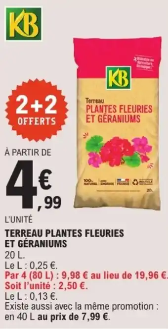 E.Leclerc KB Terreau plantes fleuries et géraniums offre