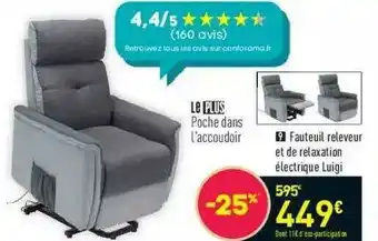 Conforama Fauteuil Releveur Et De Relaxation électrique Luigi offre