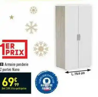 Conforama Armoire Penderie 2 Portes Nano offre