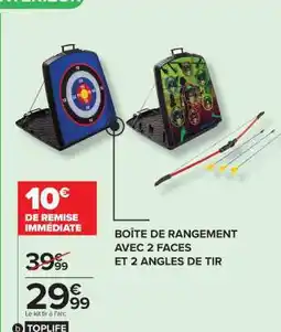 Boîte de rangement avec 2 faces et 2 angles de tir