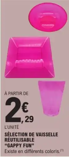 E.Leclerc Sélection de vaisselle réutilisable "gappy fun" offre