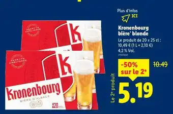 Lidl KRONENBOURG BIÈRE BLONDE offre
