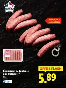 Lidl 8 saucisses de Toulouse aux 3 poivres offre