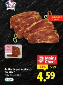 Lidl 4 côtes de porc échine Tex Mex offre