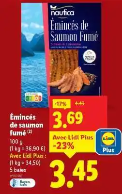 Lidl Émincés de Saumon Fumé offre