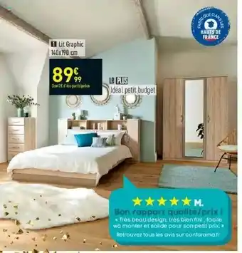 Conforama Lit Graphic 140x190 Cm offre