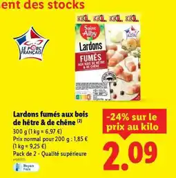 Lidl Lardons fumés aux bois de hêtre & de chêne offre