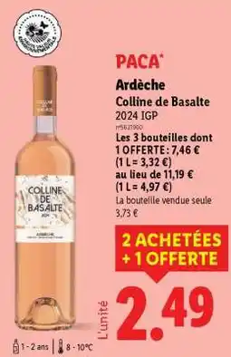 Lidl Colline de Basalte 2024 IGP offre