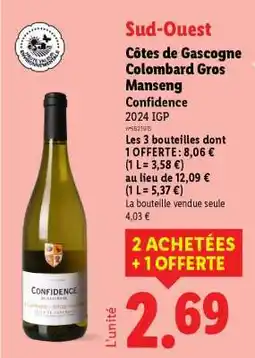 Lidl Côtes de Gascogne Colombard Gros Manseng offre