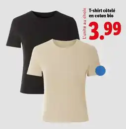 Lidl T-shirt côtelé en coton bio offre