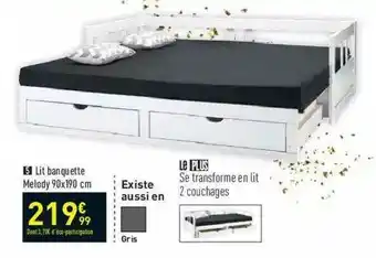 Conforama Lit Banquette Melody 90x190 Cm offre