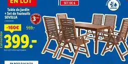 Lidl Table de jardin + Set de fauteuils SEVILLA offre