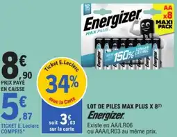E.Leclerc ENERGIZER Lot de piles max plus x 8 offre