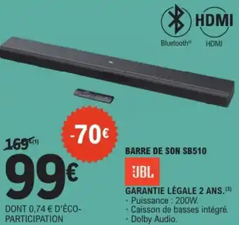 E.Leclerc JBL Barre de son sb510 offre