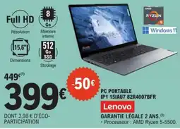E.Leclerc LENOVO Pc portable ip1 15iau7 82r4007bfr offre