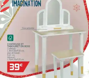 Gifi Coiffeuse Et Tabouret En Bois offre