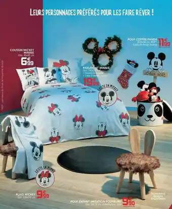 Gifi Plaid Mickey, Pouf Enfant Imitation Fourrure, Coussin Mickey Minnie, Parure Lit Minnie, Pouf Coffre Panda offre