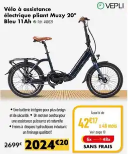 Narbonne accessoires Vélo à assistance électrique pliant Muzy 20 Bleu 11Ah offre