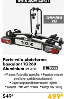 Narbonne accessoires Porte vélo plateforme basculant tg260 aluminium offre