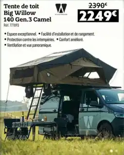 Narbonne accessoires Tente de toit big willow 140 gen 3 camel offre