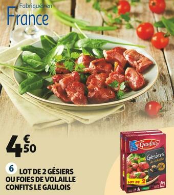 Auchan Le gaulois lot de 2 gésiers ou foies de volaille confits offre