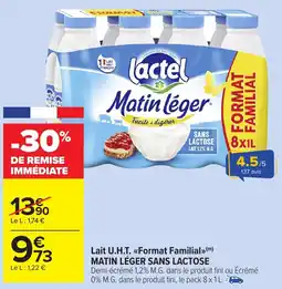 Carrefour Market Lait u.h.t. format familial matin léger sans lactose offre