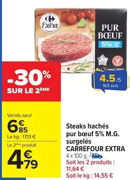 Carrefour Market Steaks hachés pur bœuf 5% m.g. surgelés carrefour extra offre