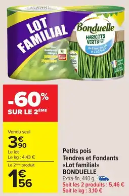 Carrefour Market Petits pois tendres et fondants lot familial bonduelle offre