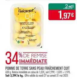 Match Pomme de terre sans peau fraîchement cuit offre